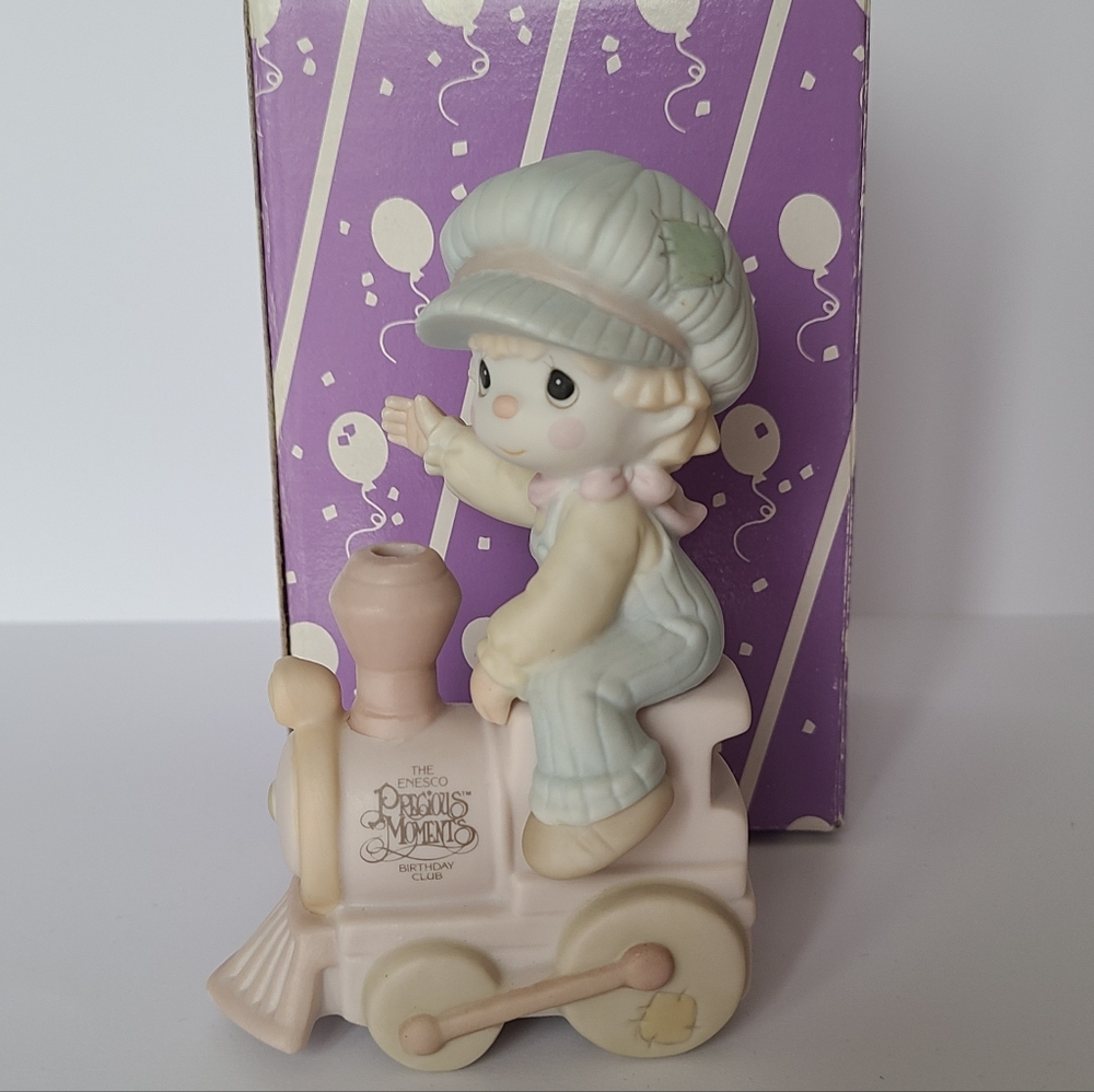 Precious Moments Birthday Club Clown Train Collectible Porcelain Figurine
